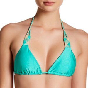 Luli Fama Champagne Braided Triangle Bikini Top
